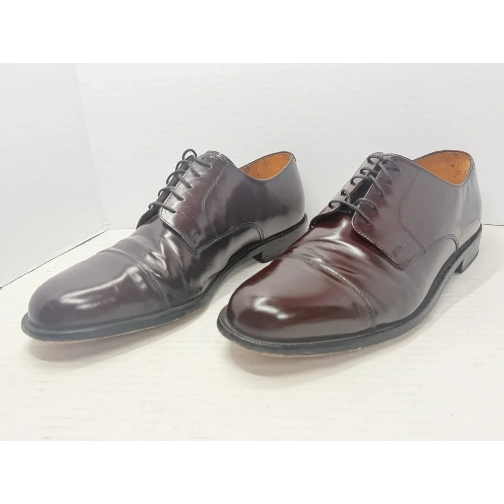 Cole Haan City 841047 Men's 11.5 E Burgundy Leather Cap Toe Derby Dress Shoes